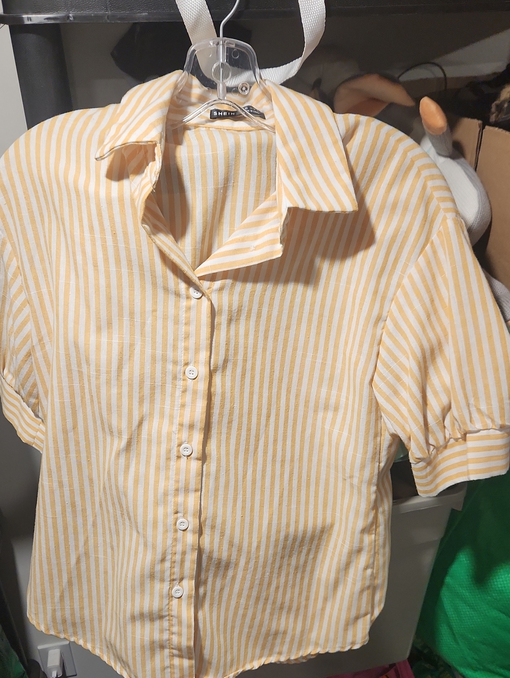 SHEIN Yellow & White Striped Shirt